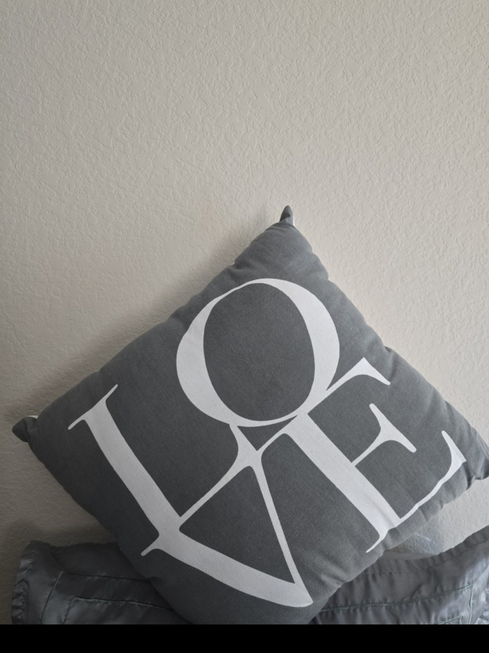 14 In, Gray Pillow with White 'LOVE'